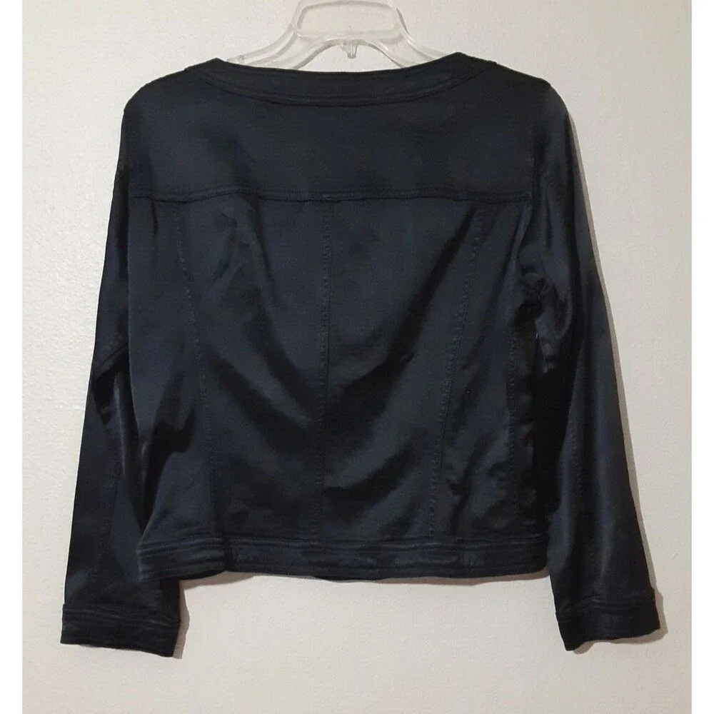 PIAZZA SEMPIONE Solid Black Long Sleeve Cotton Blend Button Up Jacket SZ 48